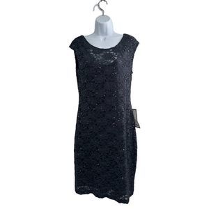 Connected Apparel Charcoal Sequin Floral Lace Bodycon Dress Size 10‎